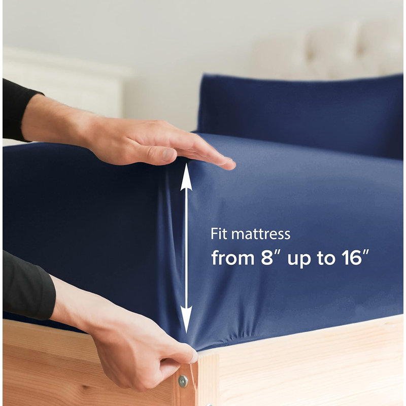 Fitted Sheet Only, Soft Cooling Bed Sheet, Breathable Hotel Luxury Bedding, Deep Pocket 8–16 Inch Mattress Fit, Twin