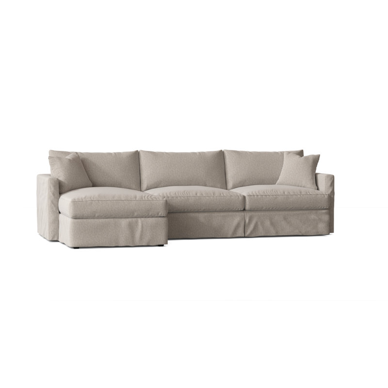 Hartig Upholstered L-Shaped Sectional, Left Hand Facing, Drusky Linen Sustain® Basketweave