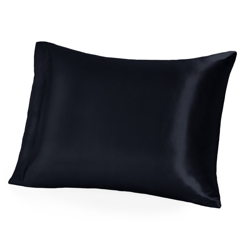 100% Mulberry Silk Pillowcase Zipper Closure, Black, 1 Standard (Zipper Closure) Pillowcase