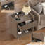Table de chevet cannelée avec station de charge, table d'appoint moderne 22 po avec tiroir, rangement ouvert, table de chevet pour chambre à coucher, salon, noyer-2084150565