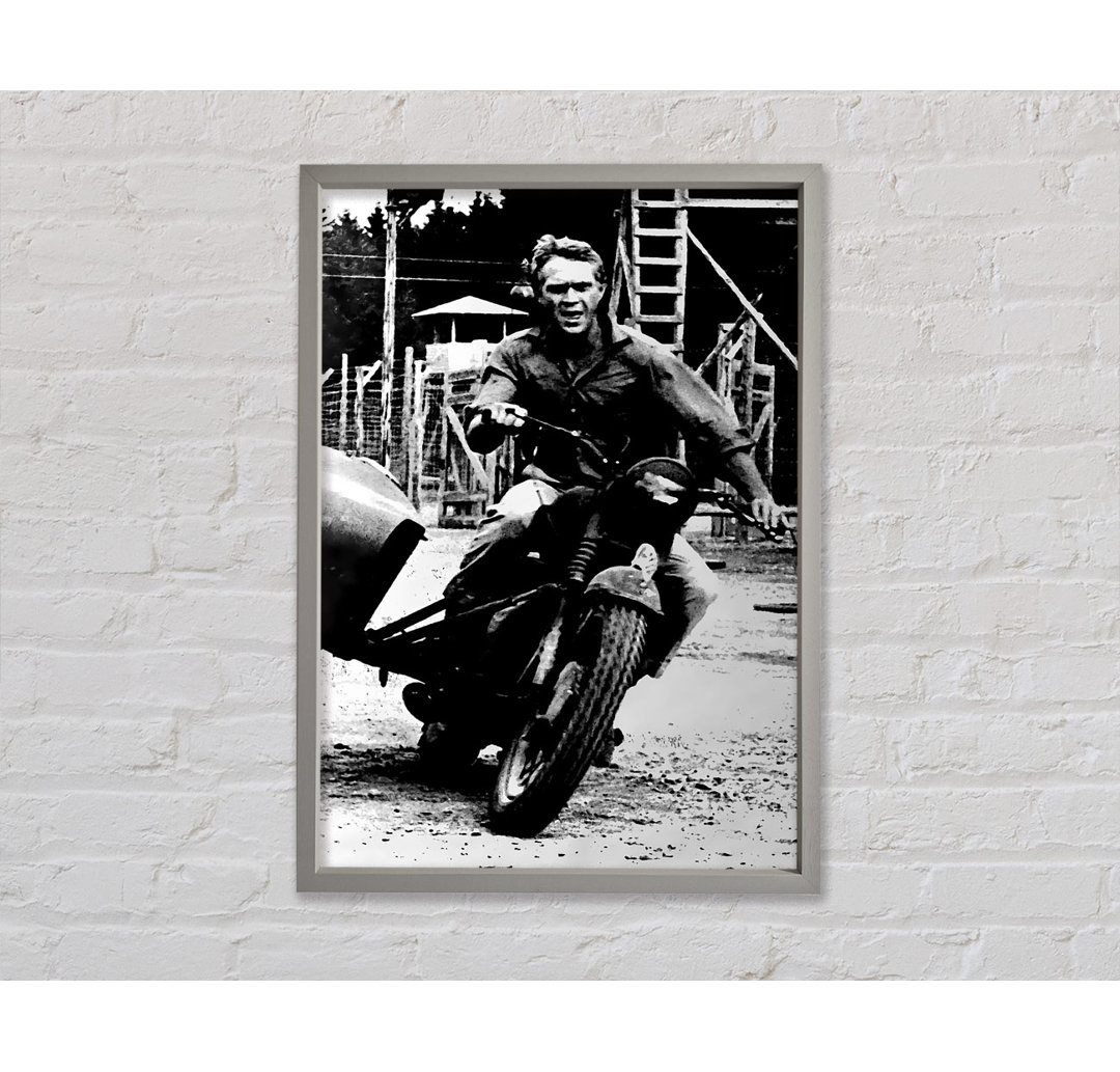 Steve Mcqueen Motorrad - Einzelner Bilderrahmen Kunstdrucke auf Leinwand