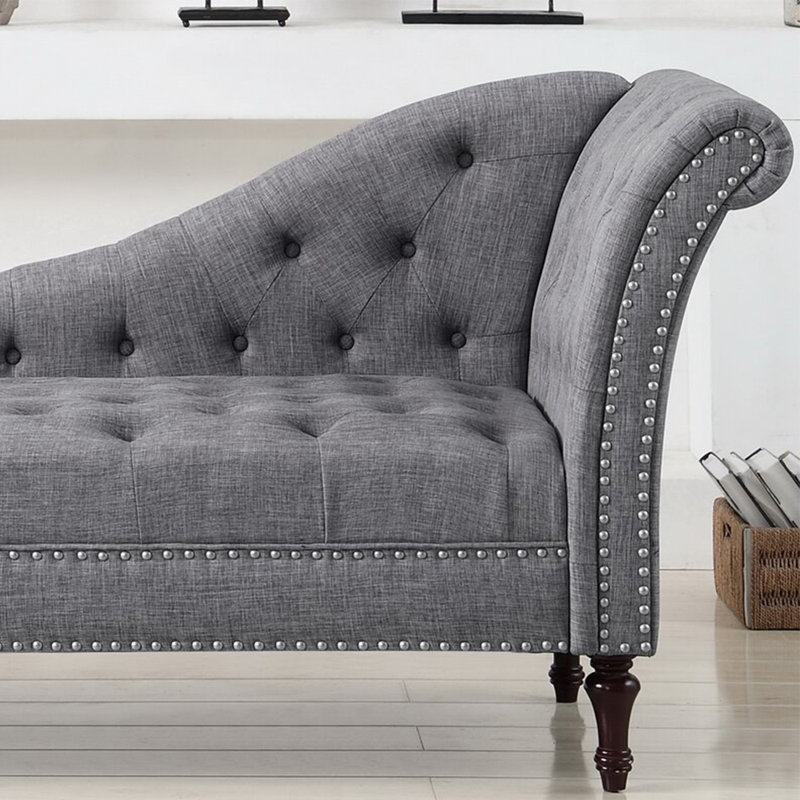 Chaise longue élégante de qualité décontractée, Orienté à droite, Gris foncé, Brun-roux