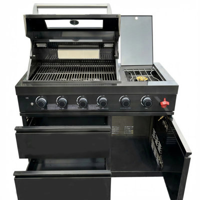 Barbecue de luxe pour îlot de cuisine en acier inoxydable à 6 brûleurs