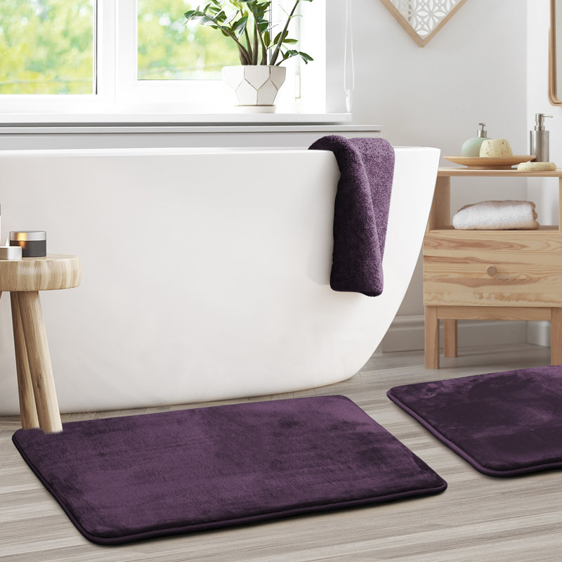 Steph Luxury Memory Foam Bathroom Rug Set, Grand: l 20 po x L 34 po, Mauve