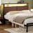 Antioch Bed Frame with LED Light and Charging Station, Metal Frame with Storage Headboard, Large Storage Space, No Spring Box Needed-87543191-109575521