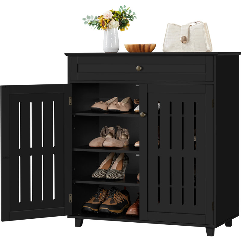 Armoire à chaussures multi-tailles à 5 niveaux avec tiroir, Noir 1, 4