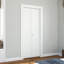 30"X80" Flat 2-Panel Smooth White Primed Interior Composite Hollow-Core Bifold Closet Door and Stain Nickel Round Knob-121350745