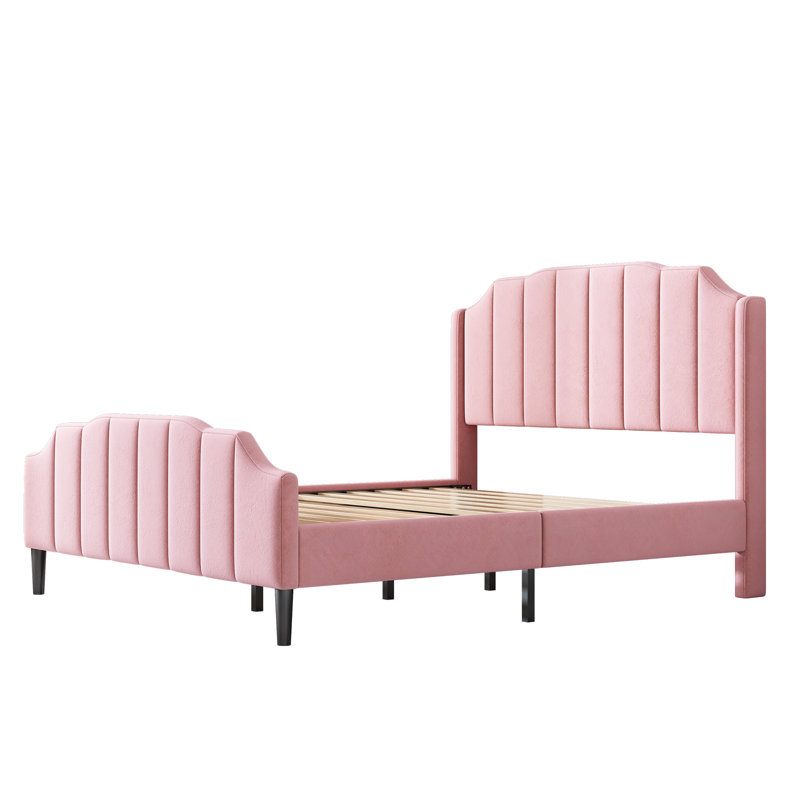 Bogley Upholstered Bed, European Double (140 x 200cm), Pink