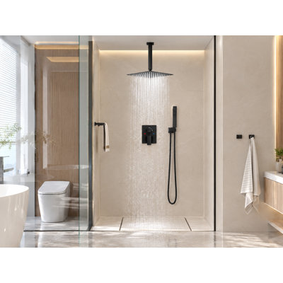 Ceiling Shower Faucet Shower System With 12 Inches Rain Shower Head And Handheld Spray