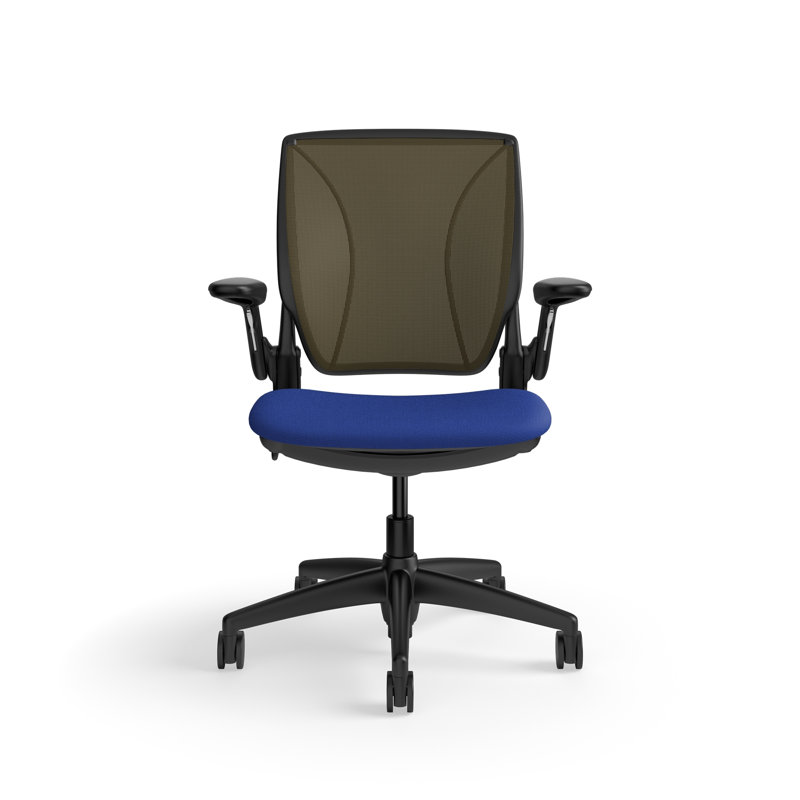 Fauteuil de travail ergonomique avec dossier Caraway World ML et siège rembourré Corde 4, Brun / bleu azur, Noir
