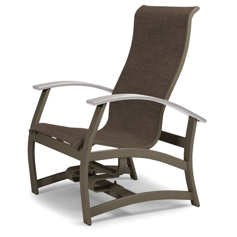 Askar Powder Coated Aluminum Outdoor Lounge Chair, Mocha Sunbrella®, White P50, Textured Beachwood