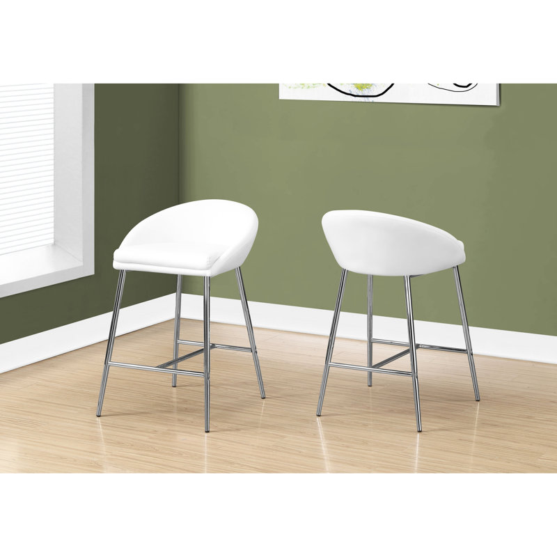 Tabourets de bar à hauteur de comptoir, 2 pièces, avec support en tissu blanc moderne et pieds en métal