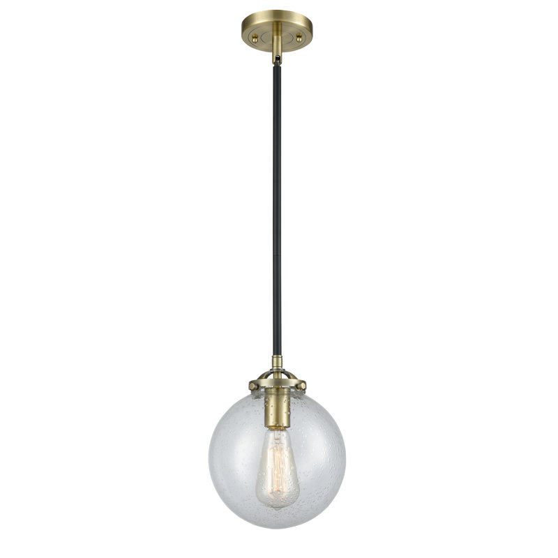 Luminaire suspendu sphère 1 lumière Zarmayr, Ampoule non incluse, Grainé, Laiton antique noir