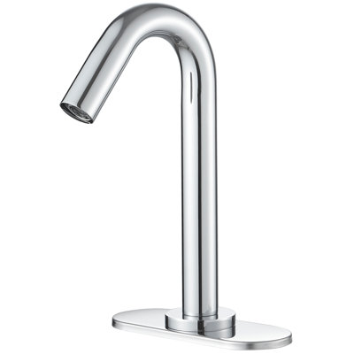 Automatic Sensor Touchless Single Hole Bathroom Sink Faucet Deck Mount With Temperature Mixing Valve In Polished Chrome