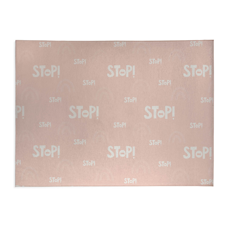Stop Slate Kids Play Mat, Rectangle 3' x 5', Pink/Ivory