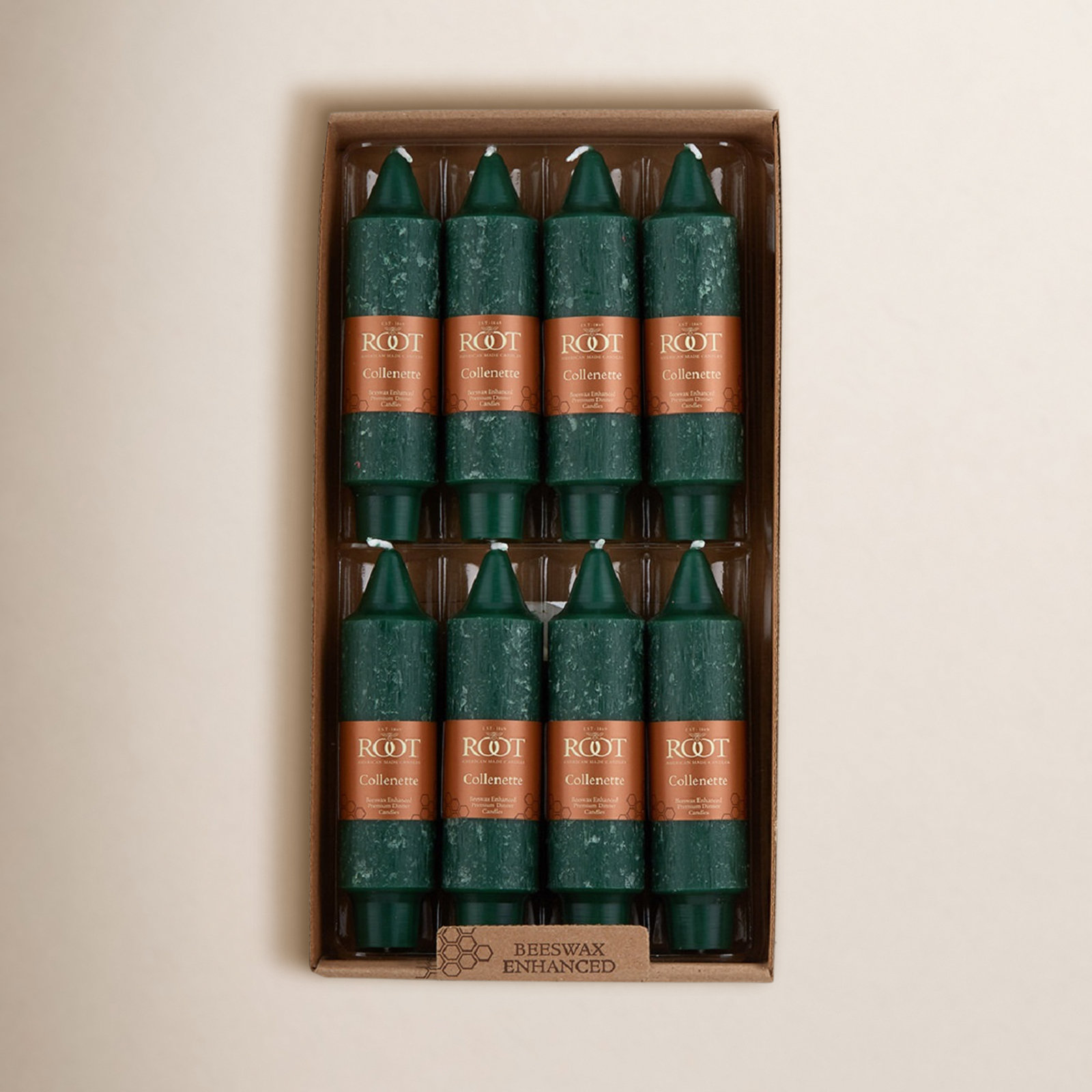 Unscented Taper Candle, Dark Green