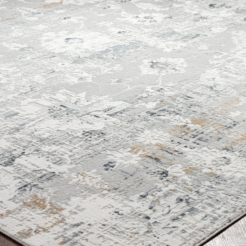Hublersburg Floral Area Rug in Gray, Rectangle 5'6" x 8'6"