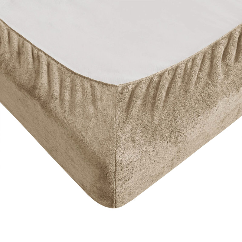 Drap double, taupe, 100%, double brossé, confort, drap plat, 2 taies d'oreiller ajustées, taille taupe, et chaud, lit élastique lavable à la machine