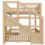 Lit superposé double au-dessus d'un lit double avec escalier de rangement, structure de lit superposé pour enfants, naturel-129024873