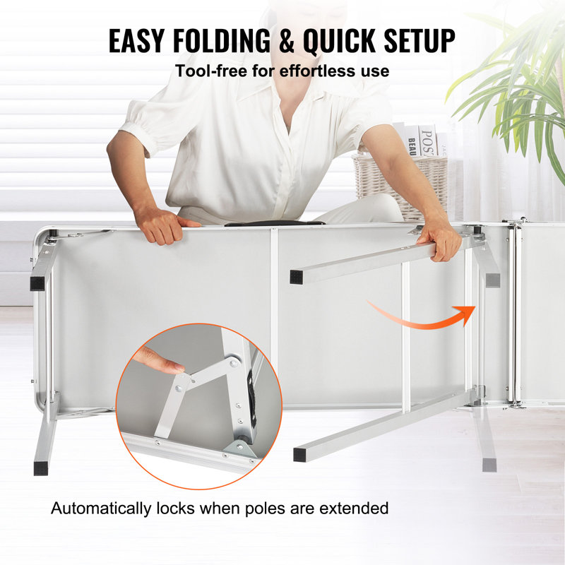 VEVOR Extra Long Folding Portable Black Bar Table with Storage Shelf