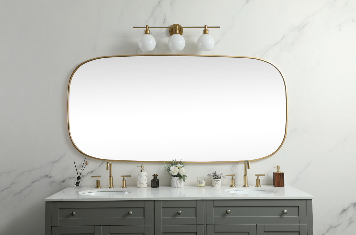 Bertin Metal Oval Wall Mirror, Brass, 60"  x 24" 