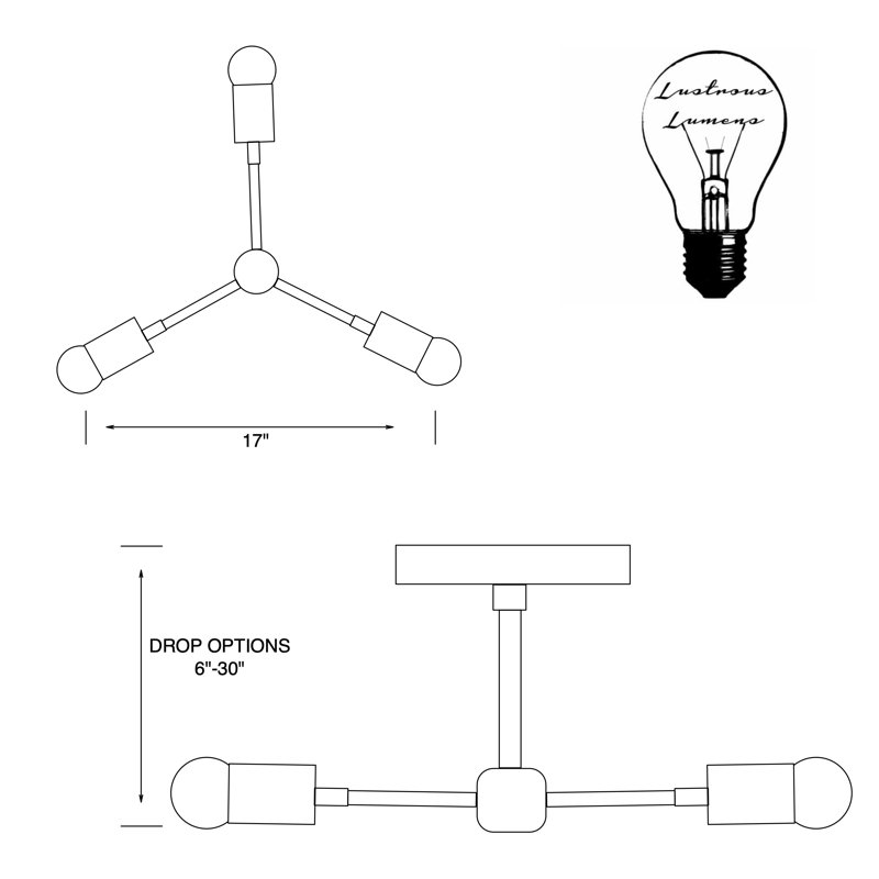 Lustree shpere 3 lumières spoutnik Mazie, Nickel poli