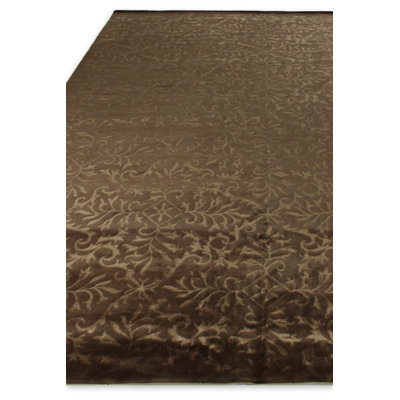 Super Tibetan hand-knotted Wool/Bamboo Silk Light Chocolate Area Rug