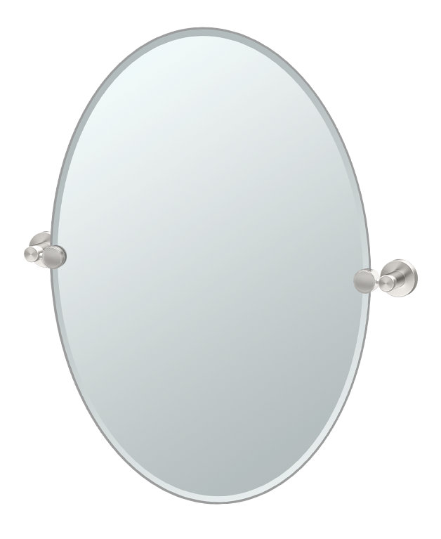 Meuble-lavabo moderne et contemporain Glam | Miroir ovale sans cadre 26,50 ", Nickel satiné
