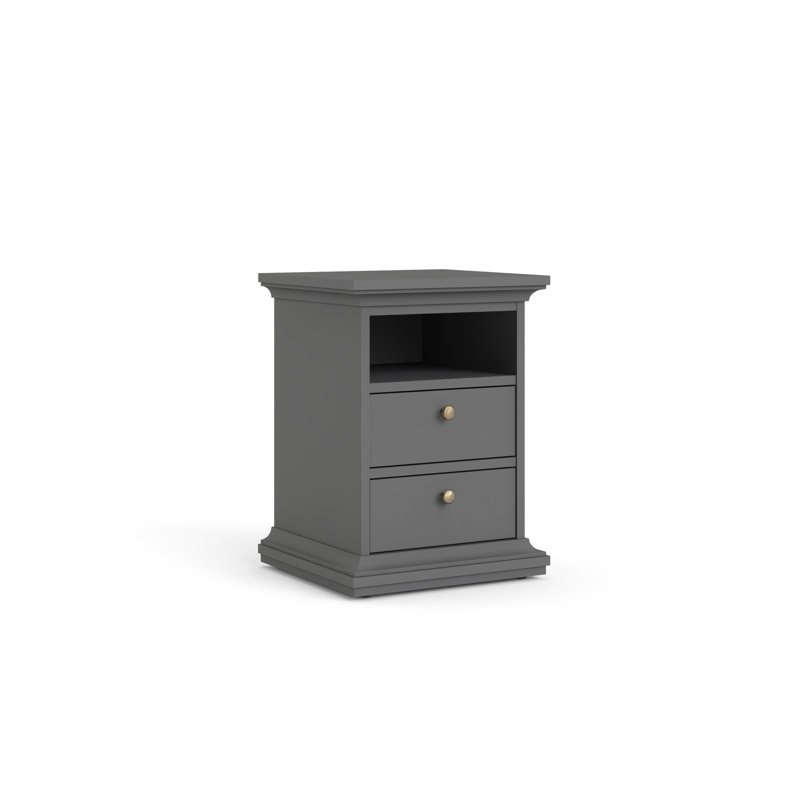 DeKalb 43.6cm W Plywood / Laminate Board Bedside Table, Dark grey
