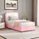 Bed Frame, Upholstered Platform Bed with Curved Headboard, Classic Color-Block Design, Soft Rounded Corners, No Box Spring Required, Easy Assembly