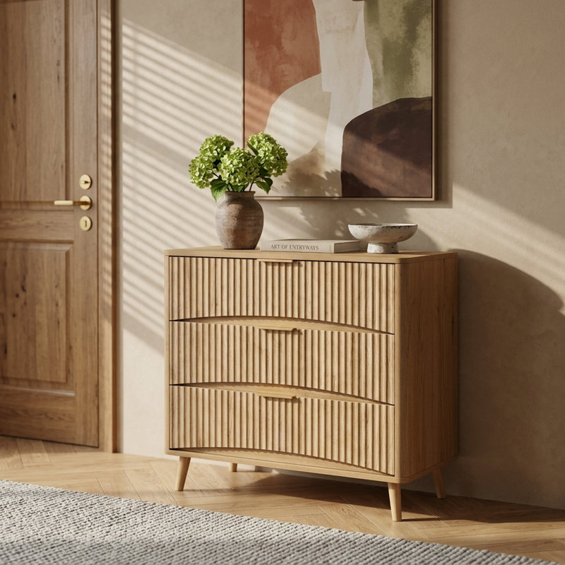 Commode cannelée à 3 tiroirs de 31,5 po de largeur