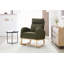Fauteuil à bascule Teddy en tissu avec repose-pieds réglable, appuie-tête épais, dossier haut et poche de rangement, base en bois massif, vert-1294247118