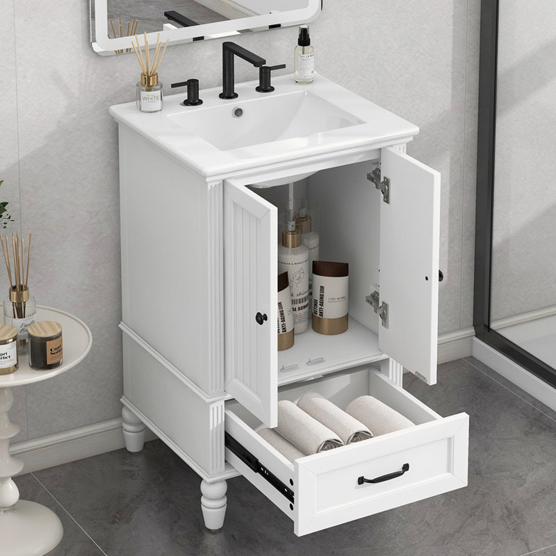 Meuble-lavabo de salle de bain avec lavabo et deux portes