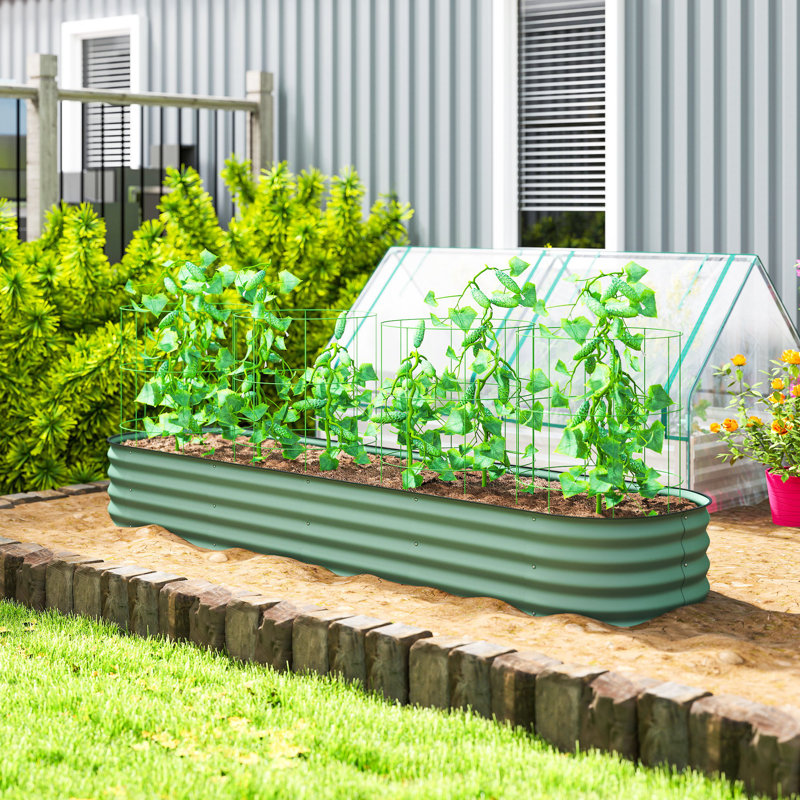 Galvanized Raised Garden Bed Planter Box, 5 x 2 x 1.5 FT, Green, Green, 59" W x 16.5" H