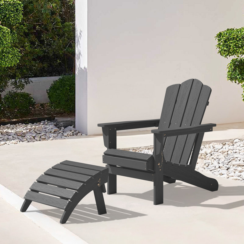 Wolak Classic Outdoor Adirondack Folding Ottoman, Grey