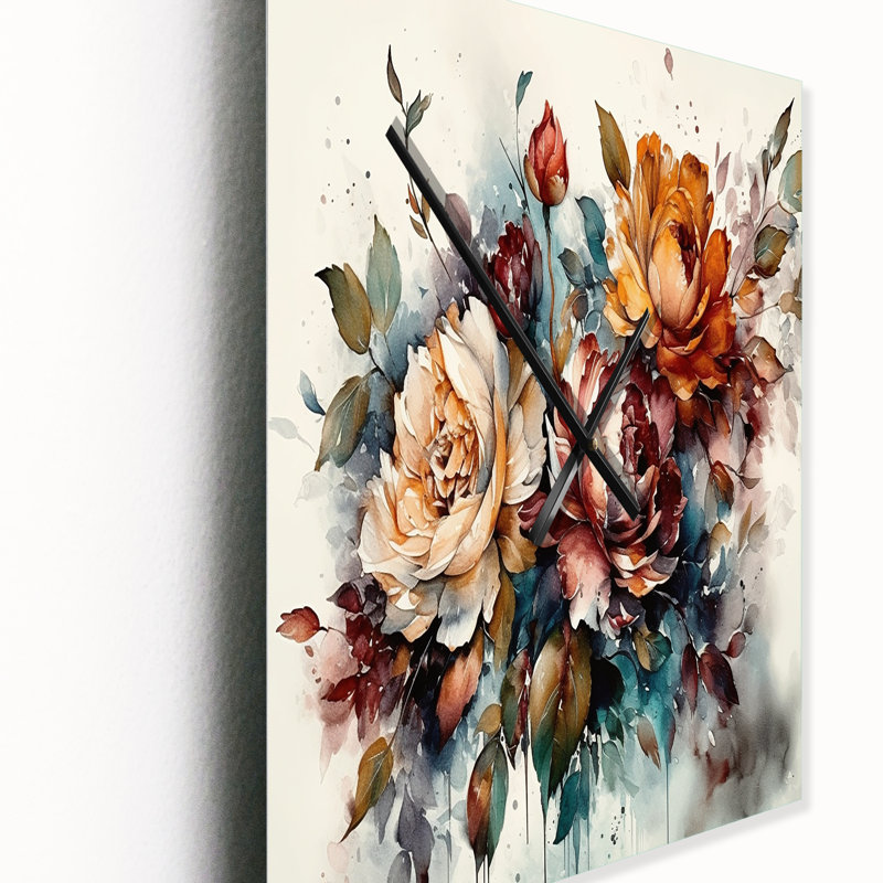 Jastin - Floral Vintage Wall Clock, 40" H x 30" W x 1" D