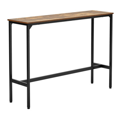 Bar Table, Sturdy Metal Frame High Top Pub Table, Narrow Long Kitchen Dining, Cocktail Counter Bar Height Desk, Easy To Assemble, 55X15x39 In, For Living Room Party, Rustic Brown And Black