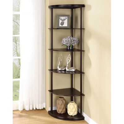 72-inch 5-shelf Corner Bookshelf Cappuccino