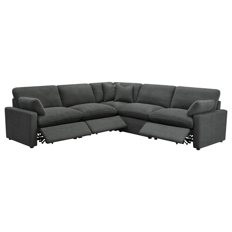 Canapé modulaire inclinable électrique gris foncé 5 pièces Emmitsburg, Polyester gris foncé