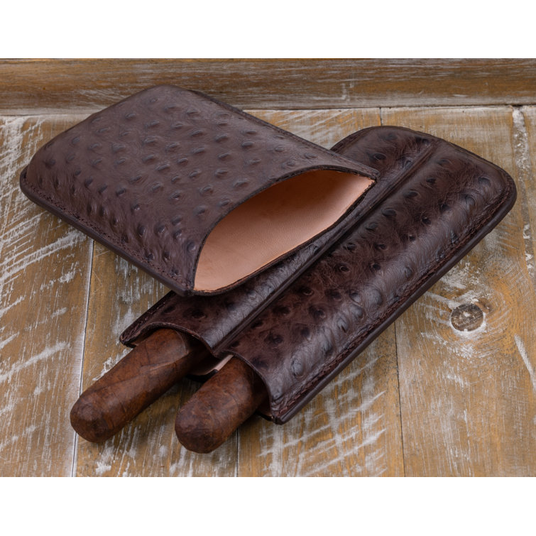 Black Ostrich 2 Cigar Case