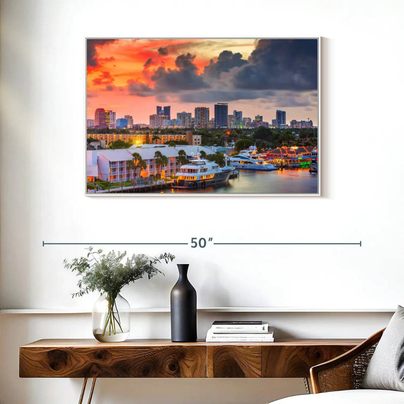 Fort Lauderdale en Floride, Cadre flottant blanc, 37 po x 25 po