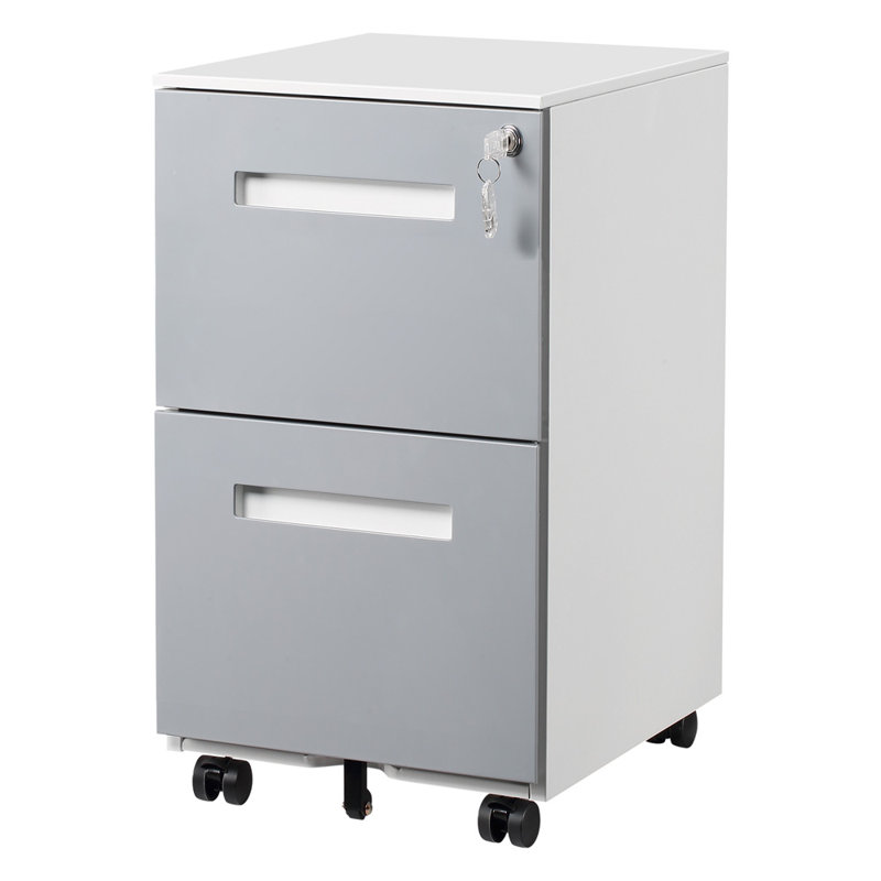 3 Drawer Mobile Locking File Cabinet, Rolling Filing Cabinet For Letter/a4 Size With 5 Wheels,grey 