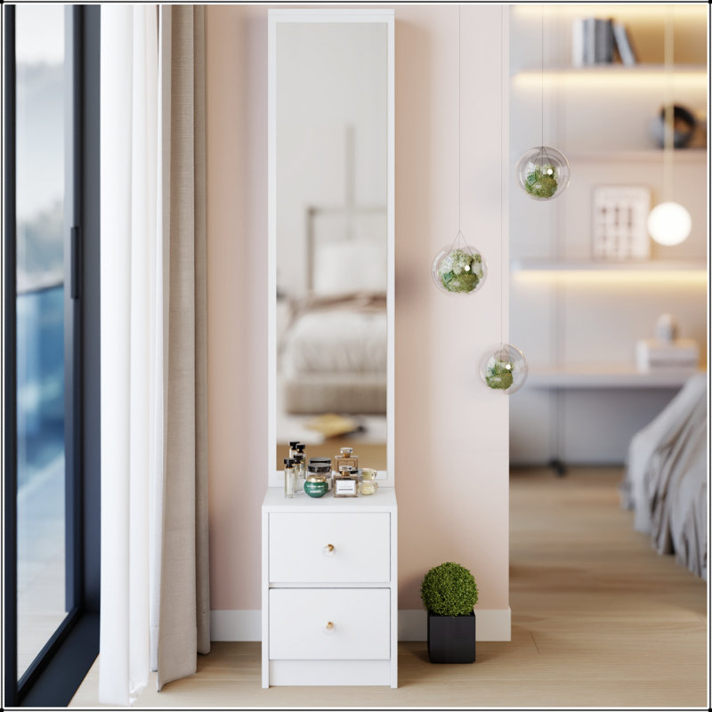 Armoire à miroir simple et élégante avec rangement multicouche, très grand miroir complet et design élégant pour les intérieurs modernes.