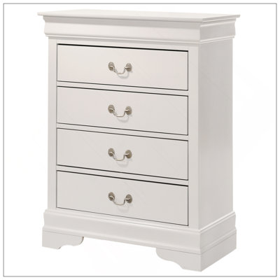 Commode 4 tiroirs Louis Phillipe, blanc