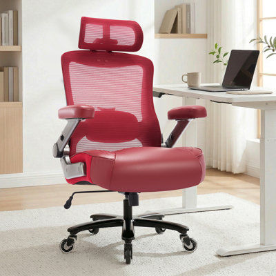Grand et grand fauteuil de direction, chaise de bureau en maille robuste de 700 lb avec support lombaire dynamique, appui-tête réglable, accoudoirs rabattables en 3D, siège en cuir épais, chaise d'ordinateur pivotante à haut dossier pivotant pour le bureau à domicile