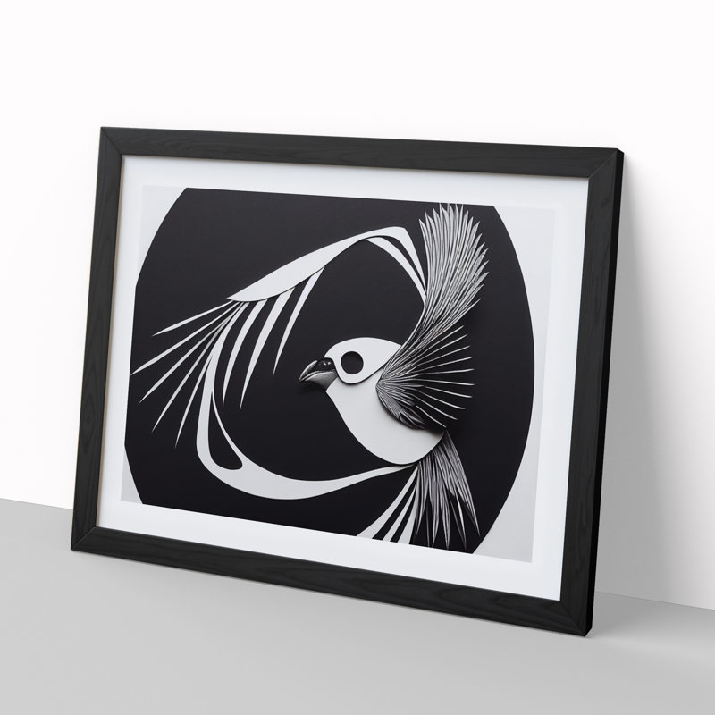 Soulful Abstract Bird - Framed Print, Black, 25cm H x 34cm W x 2cm D