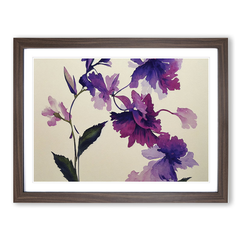Harmonious Watercolour Flowers 1 Piece Single Picture Frame Wall Art, 25cm H x 34cm W, Brown
