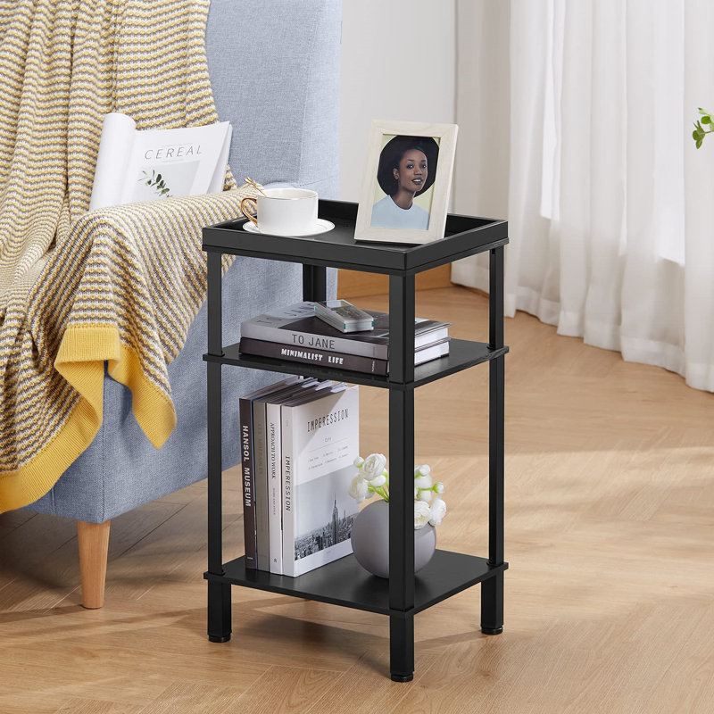 Top End Table with Storage, Black