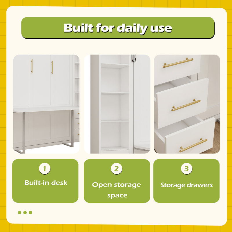 Queen Size Foldable Wall Bed For Study Room