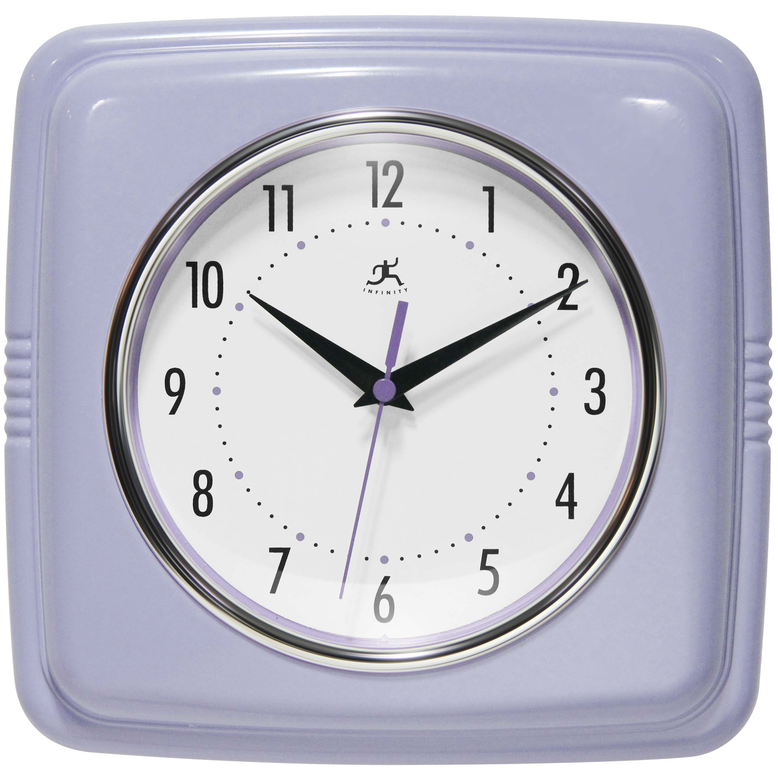 Orrwell Square Plastic Wall Clock 9.25 Inches, Lilac